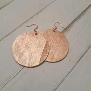 Rose Gold/ Hand Painted Wood/ Round Earrings